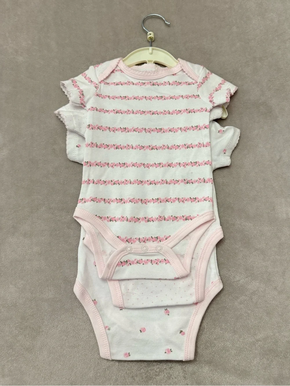 Luxe Threads Baby Girl 0-3M Pima Cotton Bodysuit 3 Pack Floral Pink NWT